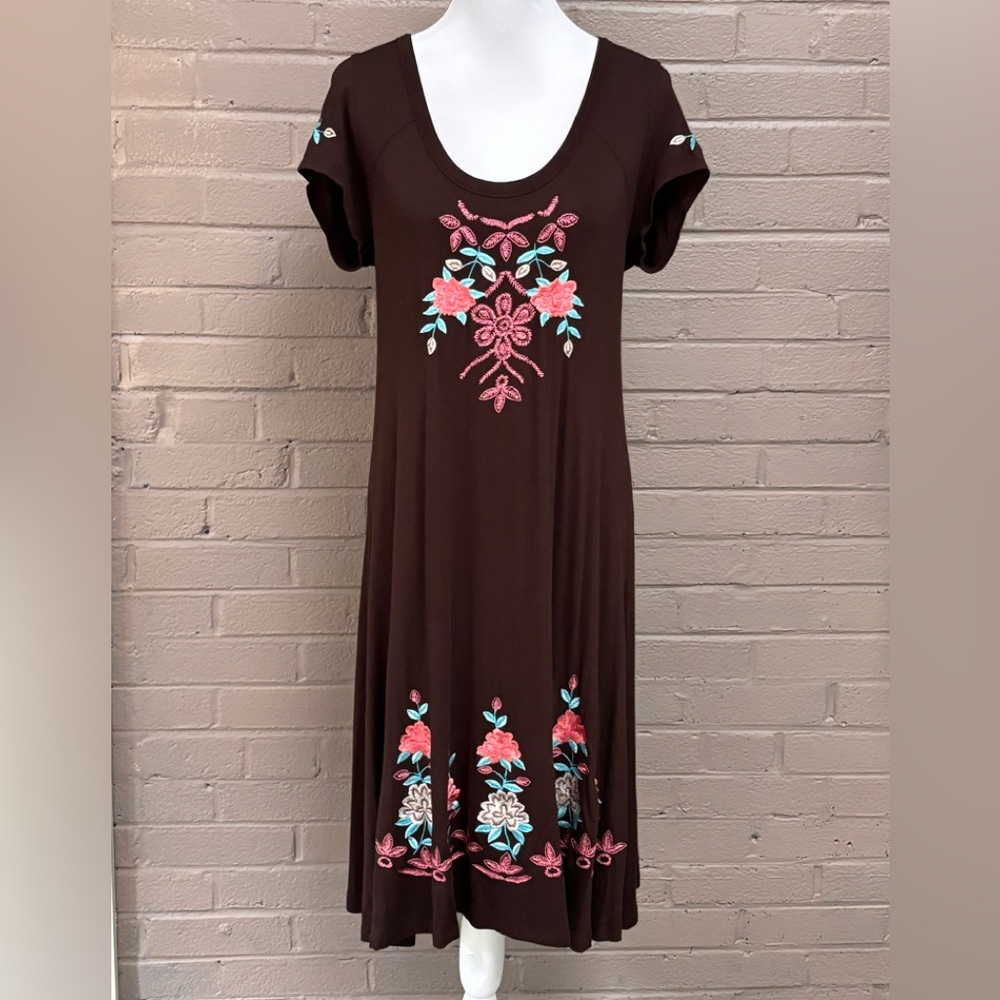 Karen Kane brown floral embroidered dress XL